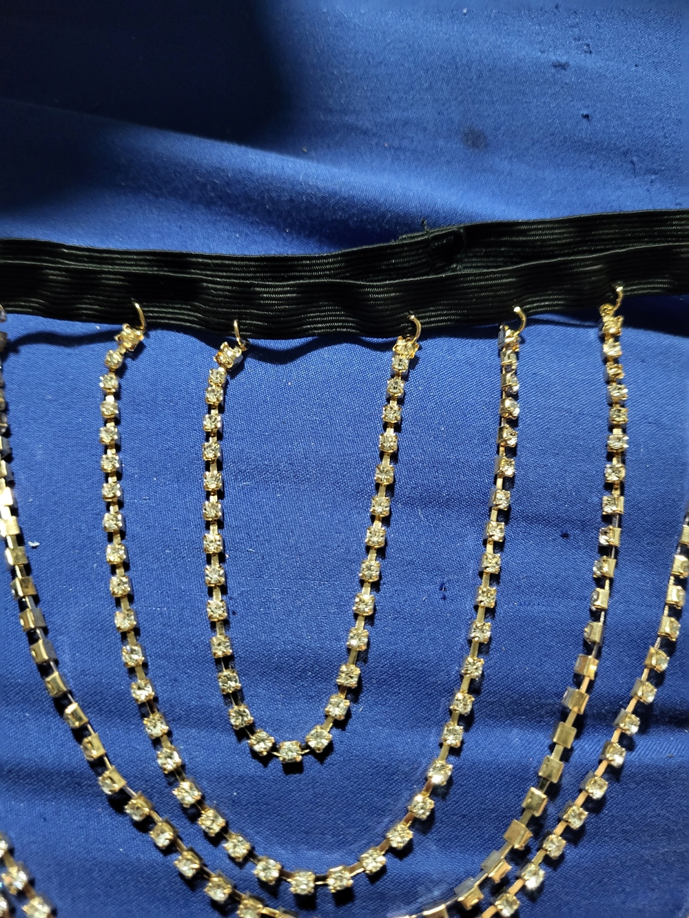 Gold Rhinestone Draped Multi-Strand Leg Band - Picture 2 of 2